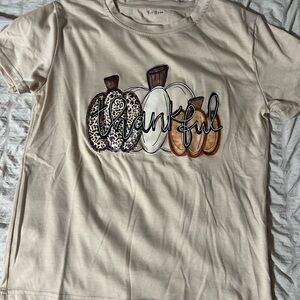 SHEIN Beige Thankful Pumpkin Tee